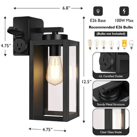 BesLowe outdoor lamp with E26 base supports LED and other bulbs up to 100W.