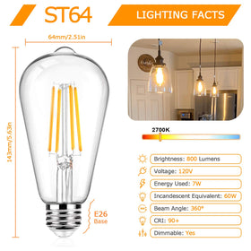 BesLowe dimmable antique filament bulbs adapt to mood and activity.
