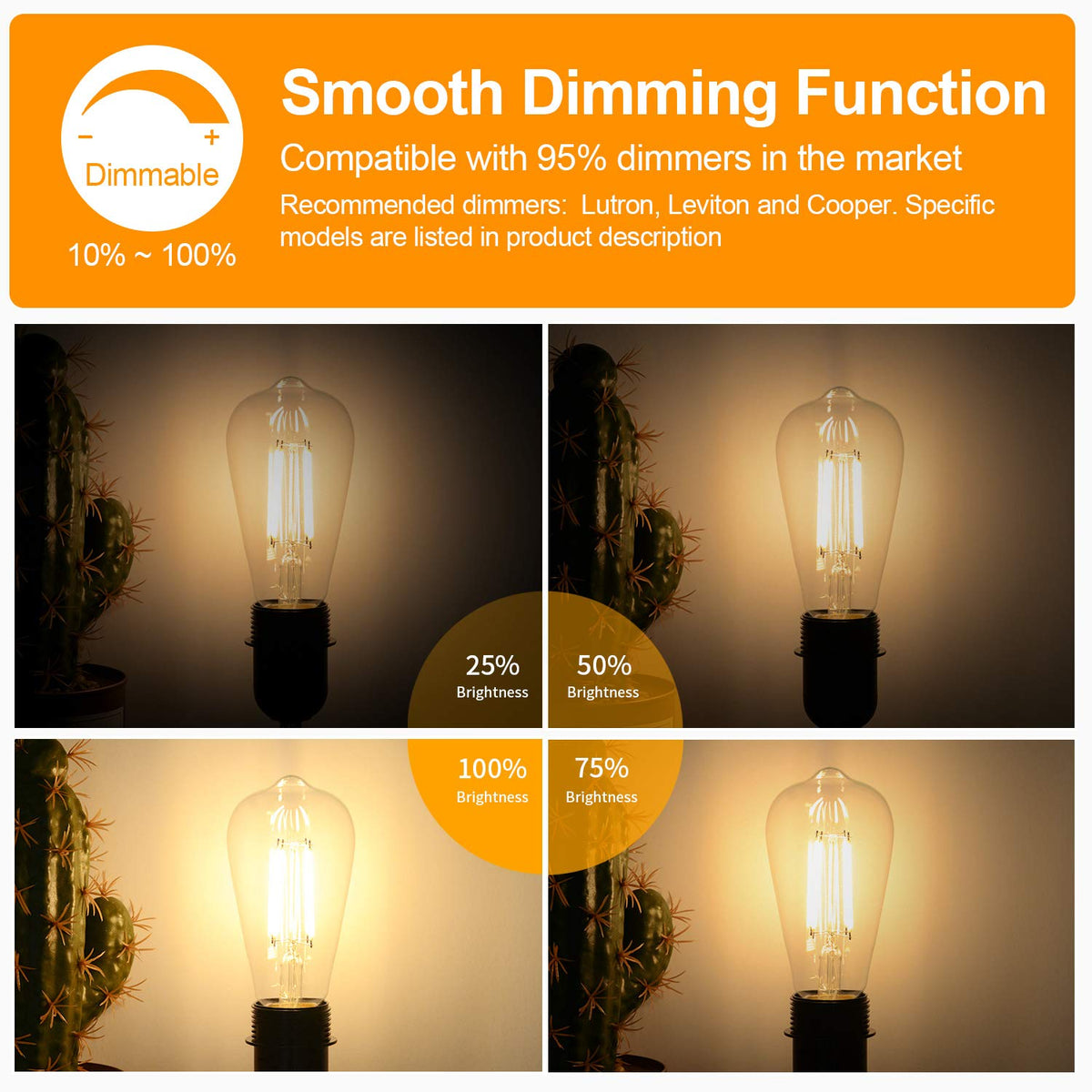 BesLowe LED Edison bulbs emit warm 2700K white light for cozy spaces.