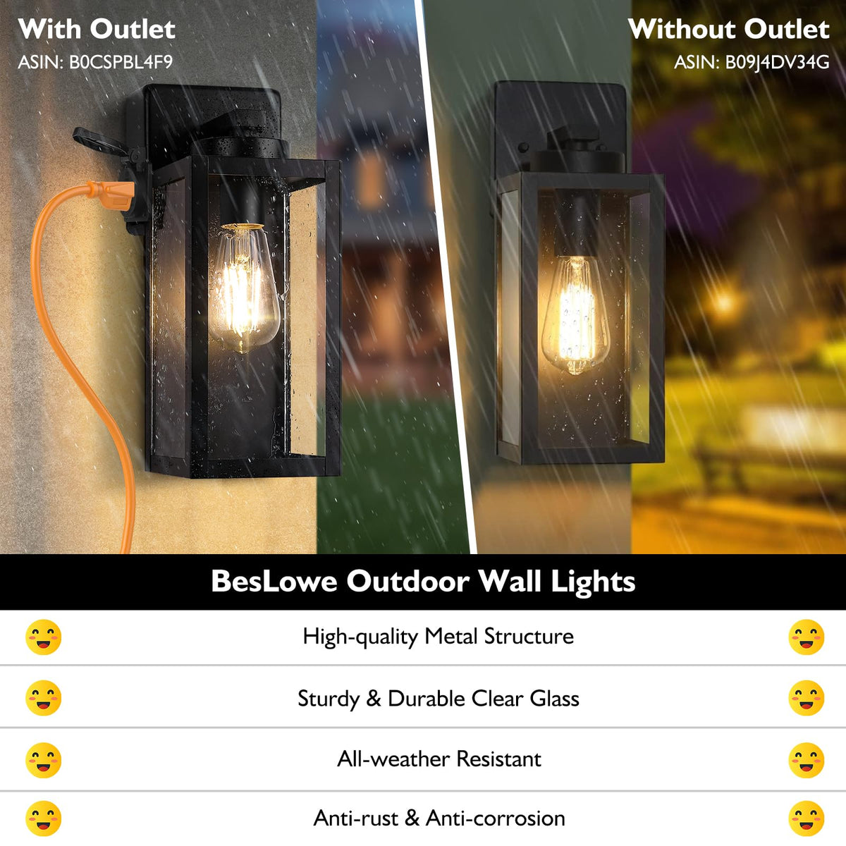 BesLowe modern black wall lantern adds contemporary curb appeal to homes.