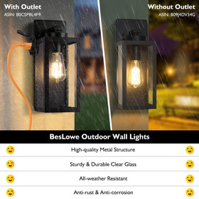 BesLowe modern black wall lantern adds contemporary curb appeal to homes.