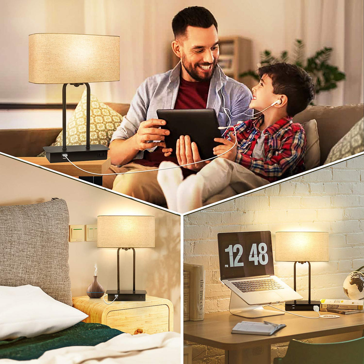 BesLowe compact nightstand lamp suitable for bedroom or living room.