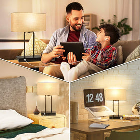 BesLowe compact nightstand lamp suitable for bedroom or living room.