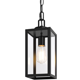BesLowe outdoor pendant light in black with adjustable height chain for porches.