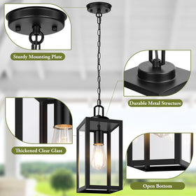 BesLowe outdoor pendant light demonstrating E26 socket compatibility for bulbs.