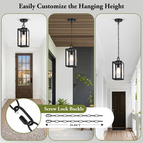 BesLowe outdoor pendant light glass detail highlighting clear glass and modern silhouette.