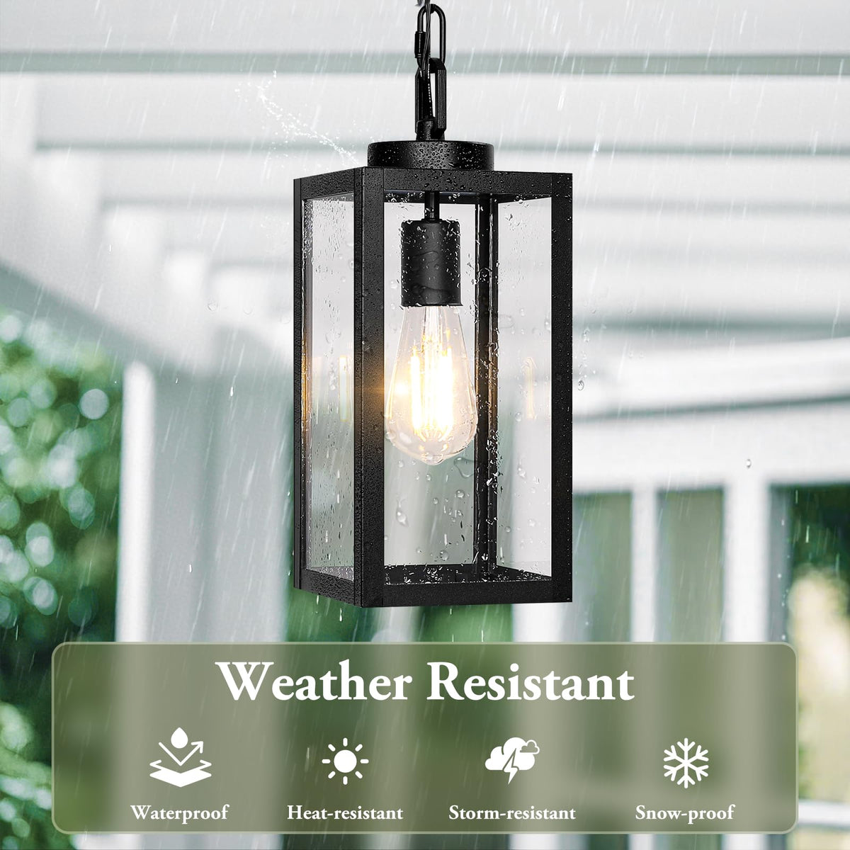 BesLowe pendant light installation-ready image showing versatile hanging height on porch.