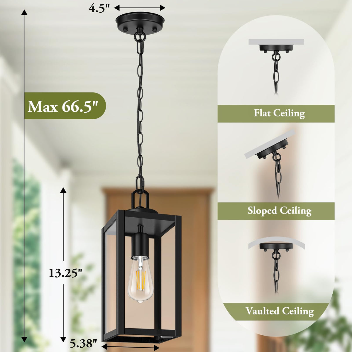 BesLowe weather-resistant outdoor pendant light designed to endure the elements.