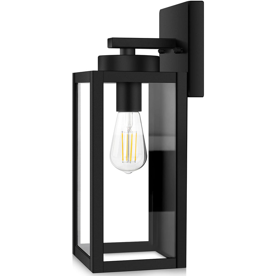 BesLowe outdoor wall lantern with matte black finish for durable entryway lighting.