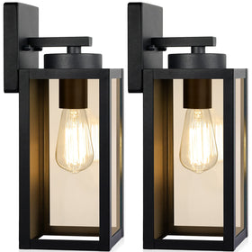 BesLowe outdoor wall light front view with matte black finish for entryway lighting.