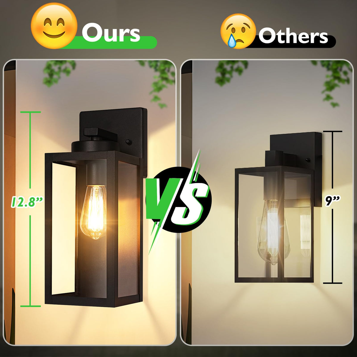 BesLowe outdoor wall light close-up of glass shade showcasing clear modern style and brightness.
