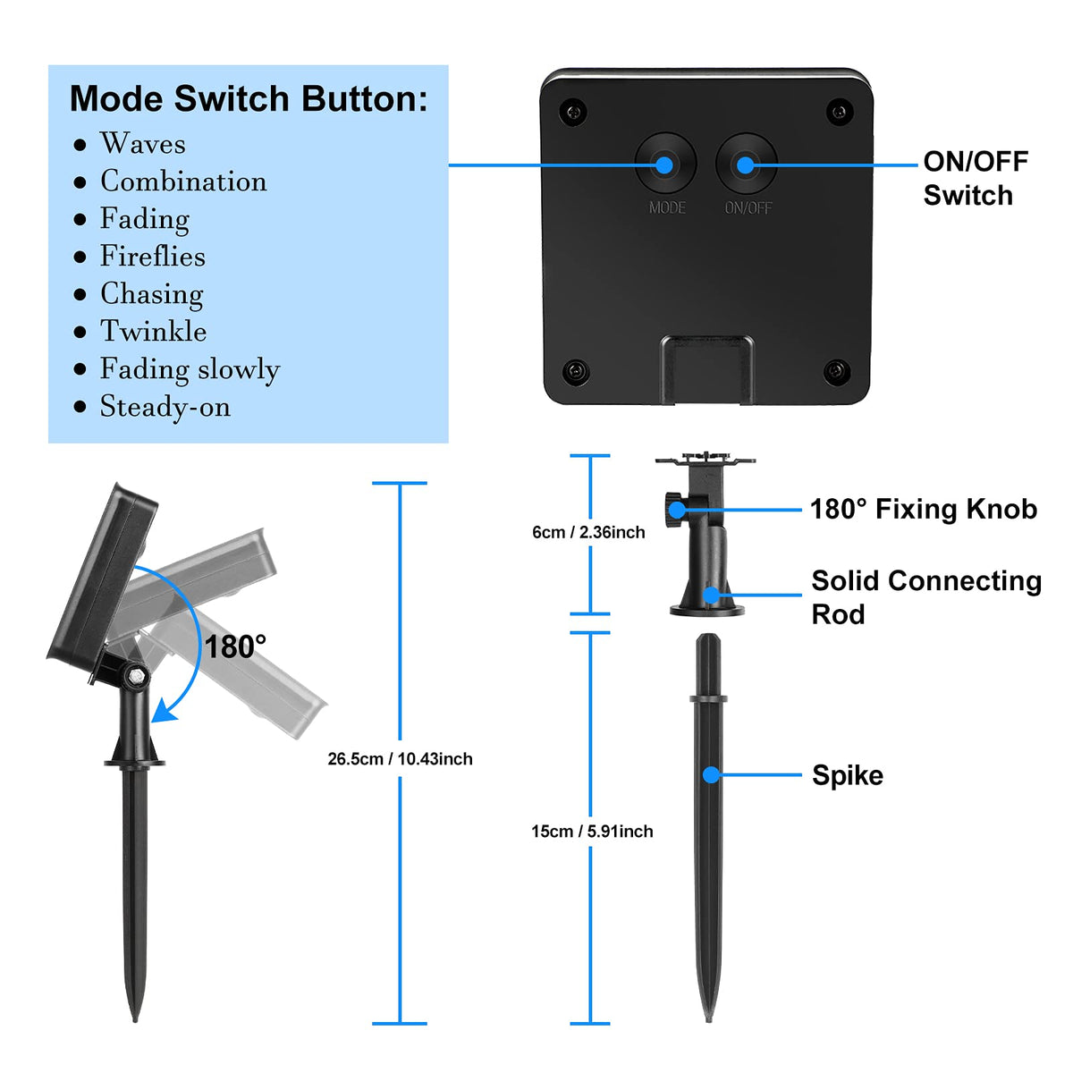 BesLowe solar panel powers automatic dusk-to-dawn lighting for effortless ambiance