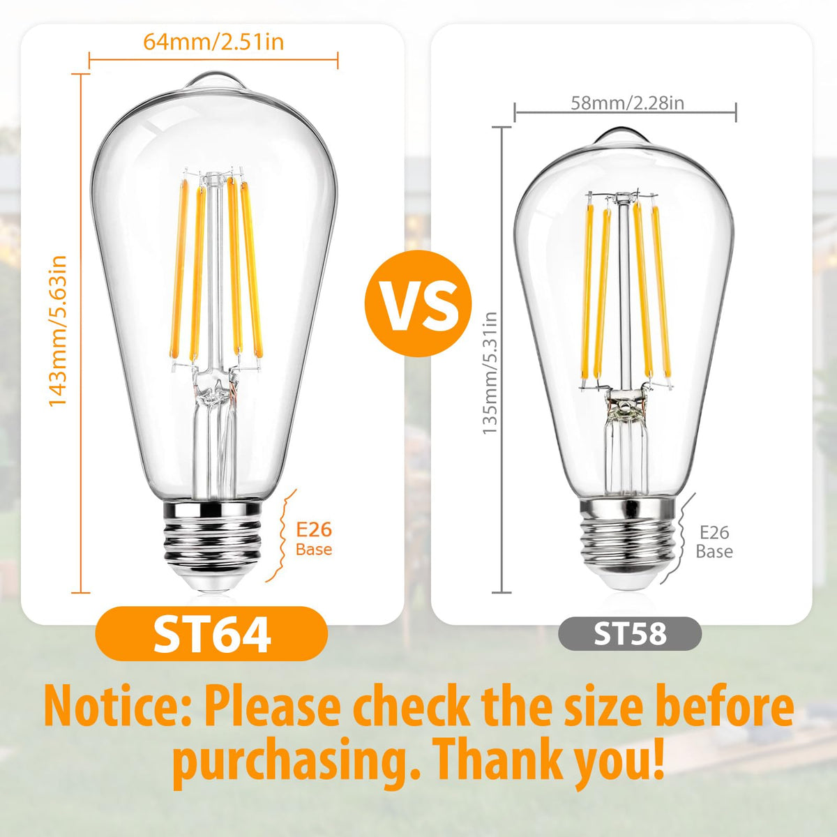 BesLowe ST64 Edison bulbs provide 60W-equivalent brightness at 7W power.