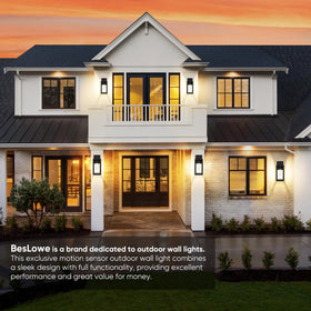 BesLowe wall mount with three lighting modes in action at dusk.