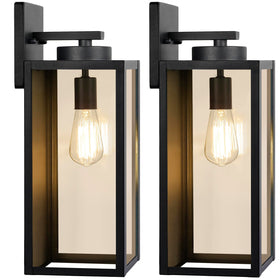BesLowe waterproof-black-porch-lantern outdoor wall light for entryway illumination.