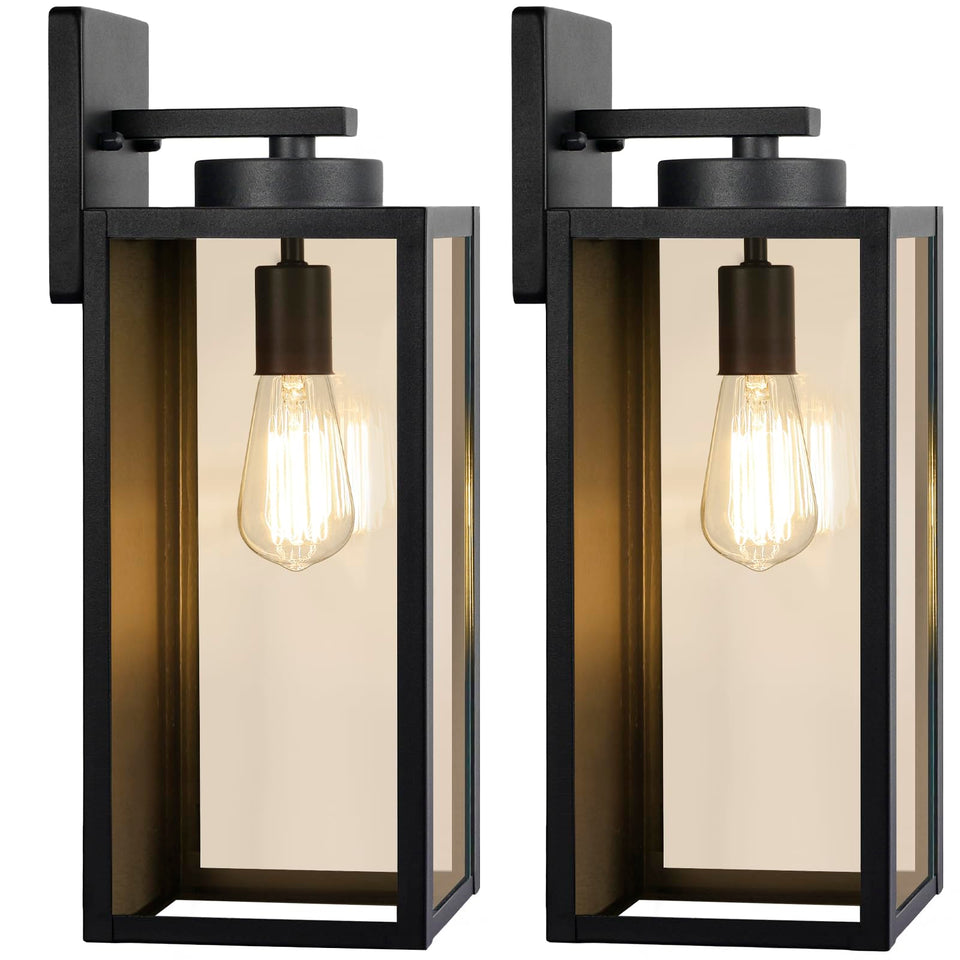 BesLowe waterproof-black-porch-lantern outdoor wall light for entryway illumination.