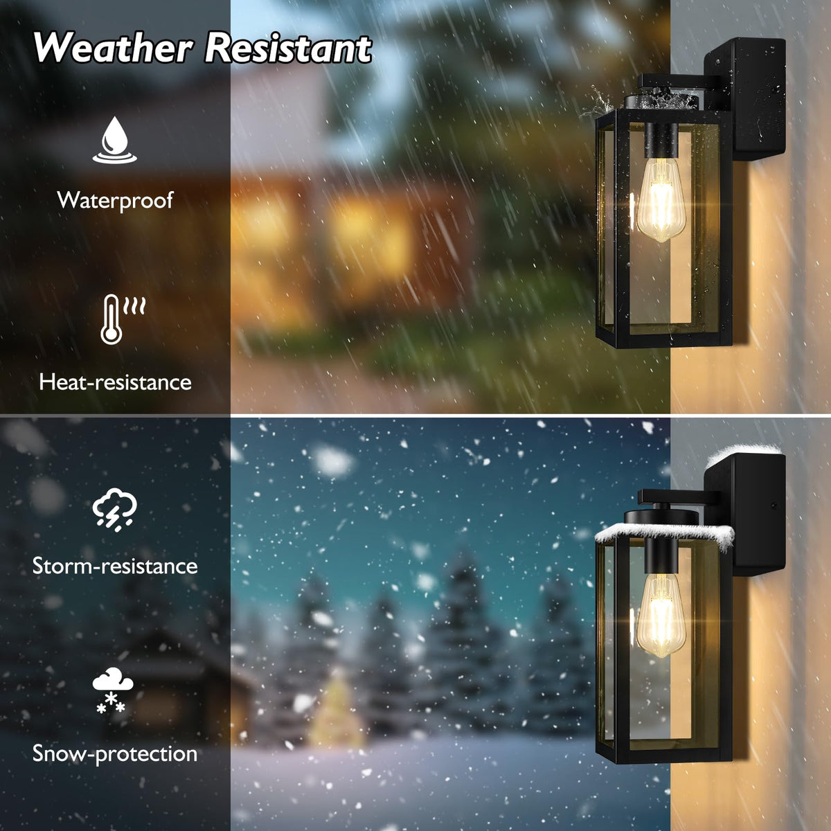 BesLowe weatherproof exterior light with outlet withstands rain and snow year-round.