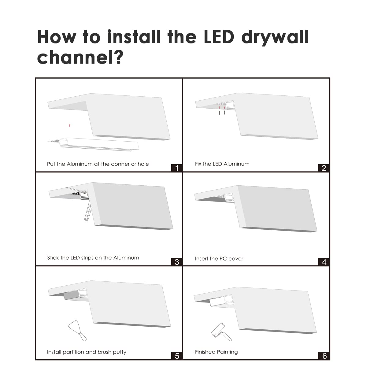 Besseto indoor LED channel ideal for accent lighting in living rooms.