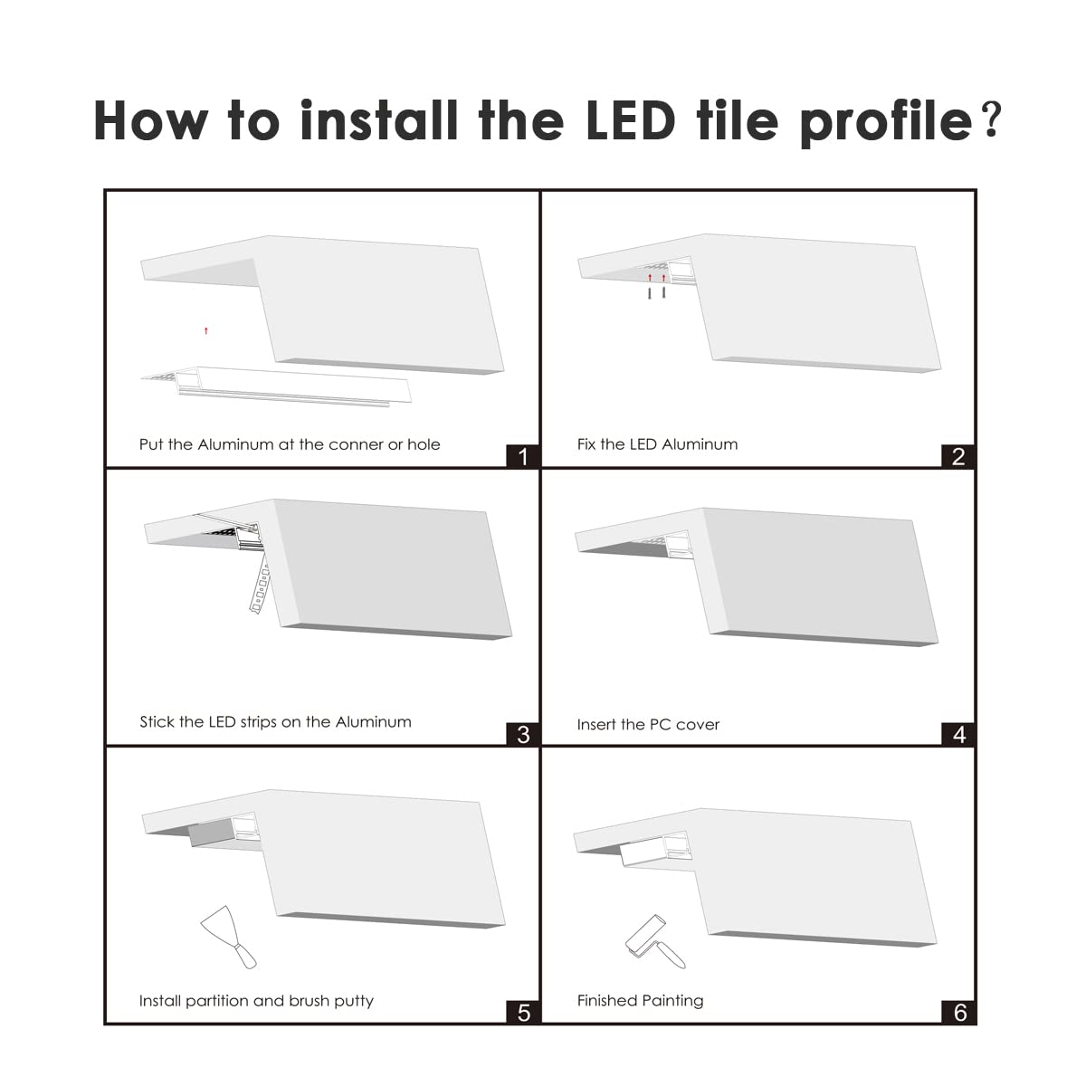 Besseto trimless recessed drywall profile for seamless lighting