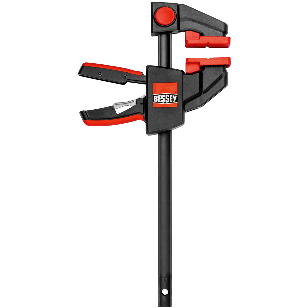 BESSEY EHKXL12 trigger clamp in action on a wood panel for precise hold