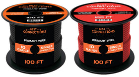 BEST CONNECTIONS 10-gauge red wire roll for automotive wiring projects.