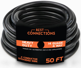 BEST CONNECTIONS 4Way trailer wire 50ft: durable, reliable trailer lighting.