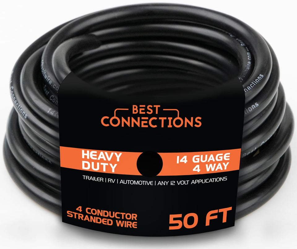 BEST CONNECTIONS 4Way trailer wire 50ft: durable, reliable trailer lighting.