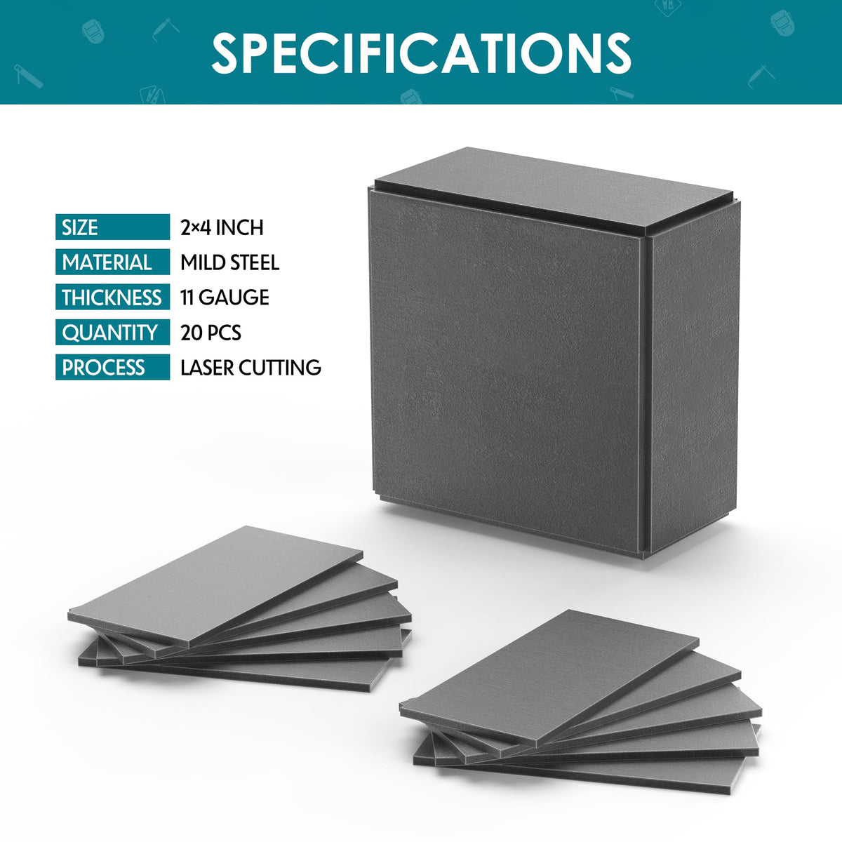 Bestarc 2x4-inch 11ga steel plate for durable, precise weld practice.