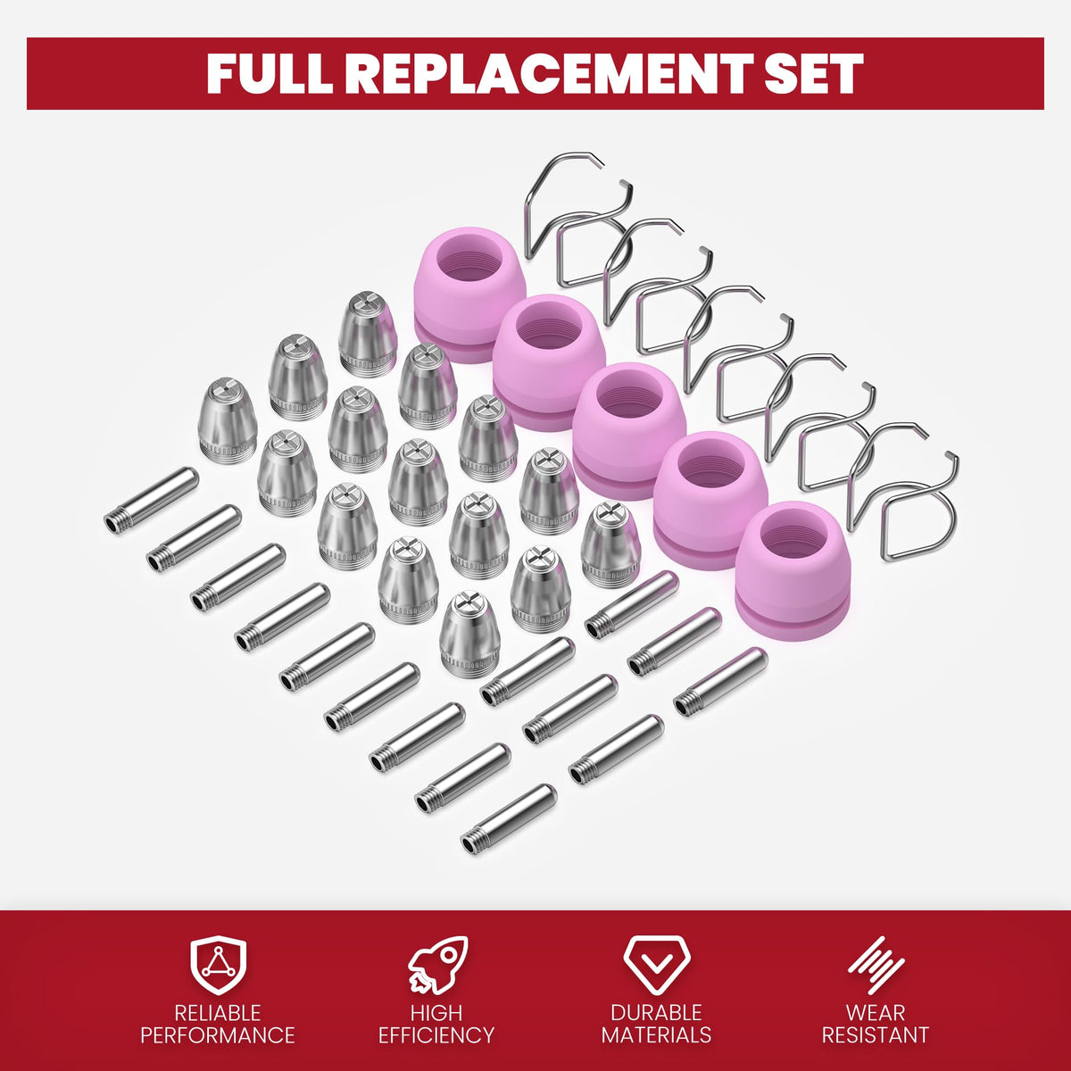 BestArc AG60P consumables pack includes 40 parts for ready use.
