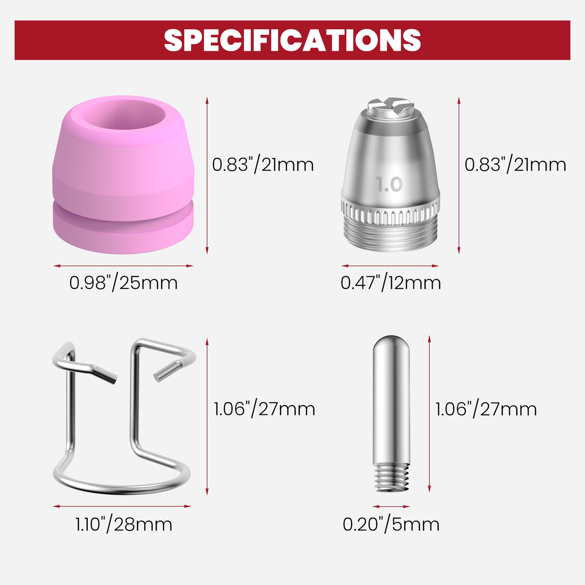 Bestarc AG60P nozzle set shown for precise cutting performance.