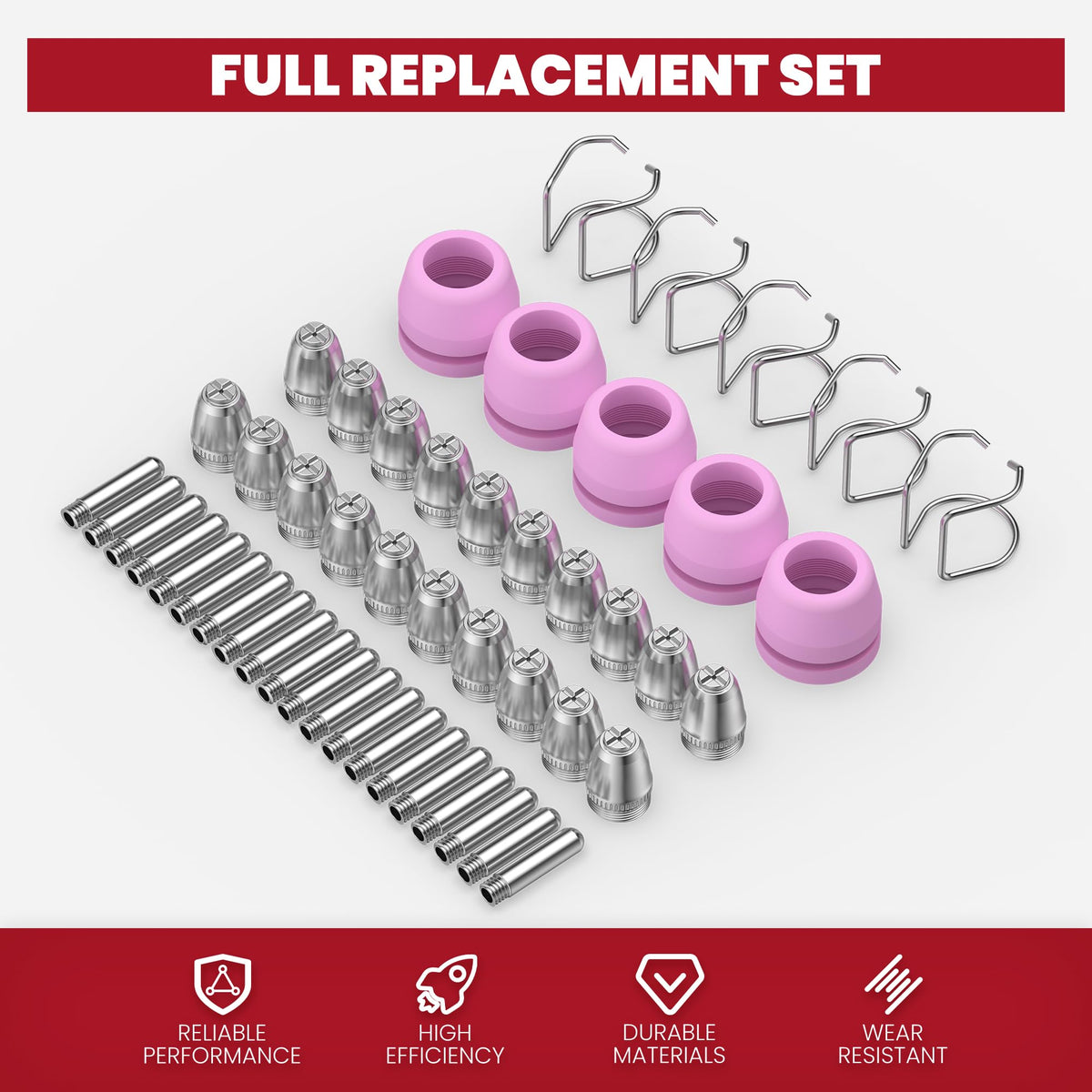 Bestarc AG60P shield cups featured for extended nozzle life.