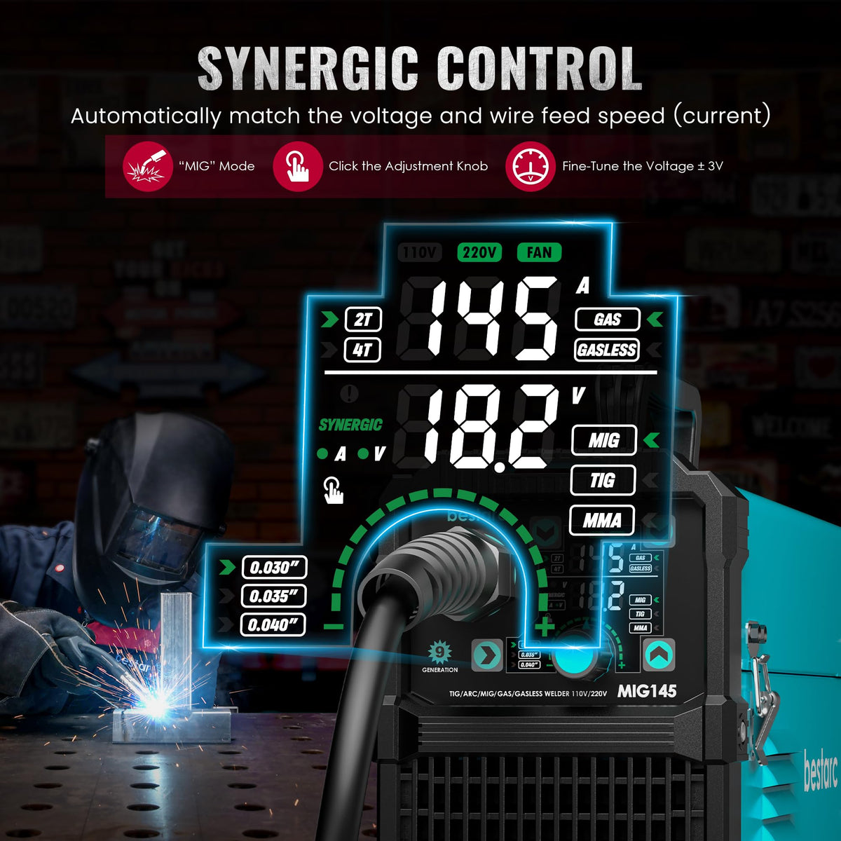 Bestarc MIG145 4 in 1 MIG TIG stick setup for versatile welding tasks