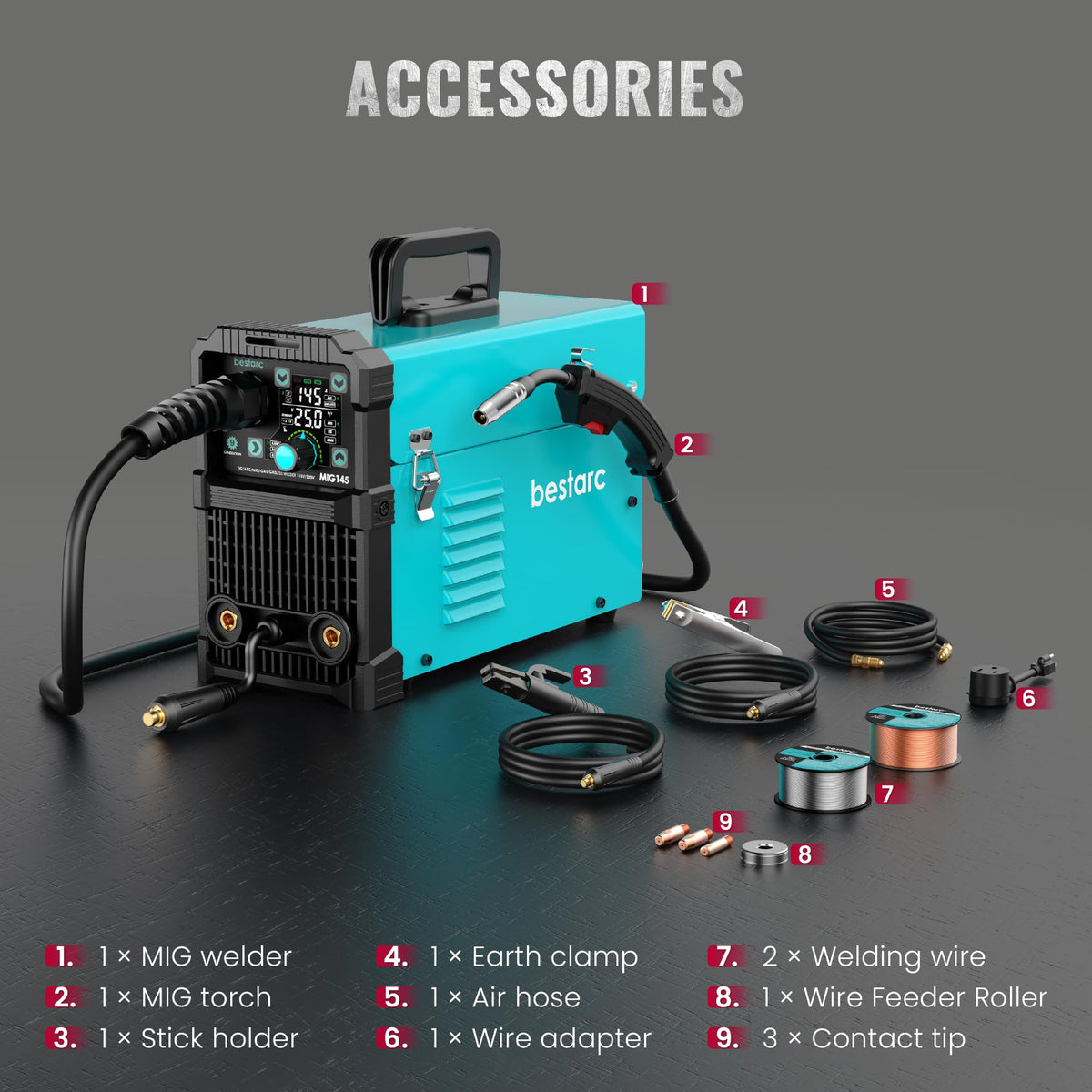 Bestarc MIG145 portable design weighs 13.7 pounds with shoulder strap
