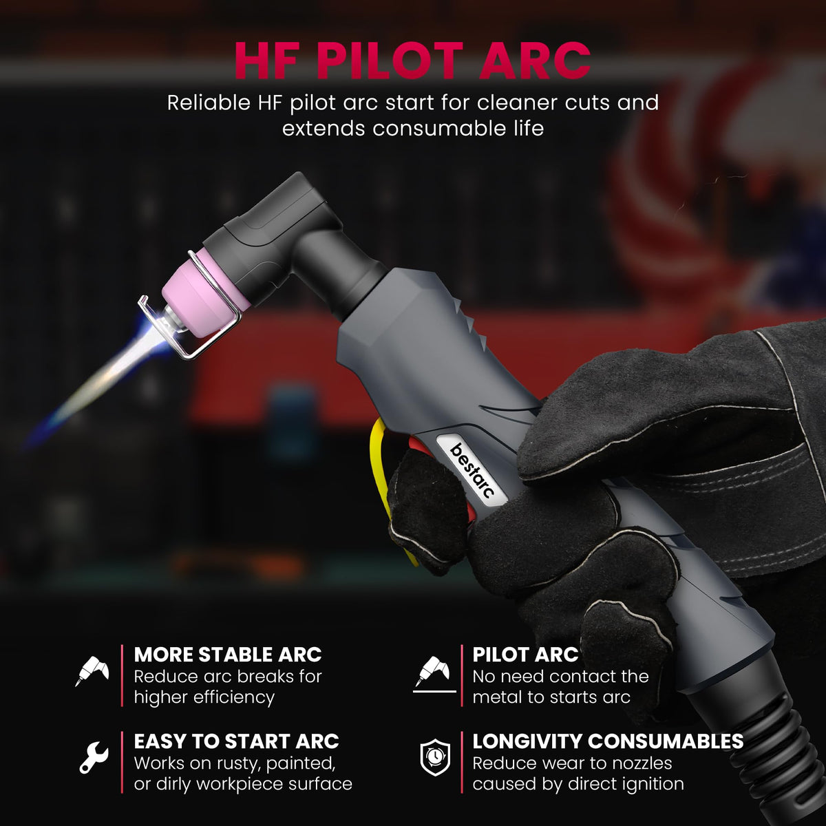 Bestarc air regulator and filter provide ready air for consistent cuts.