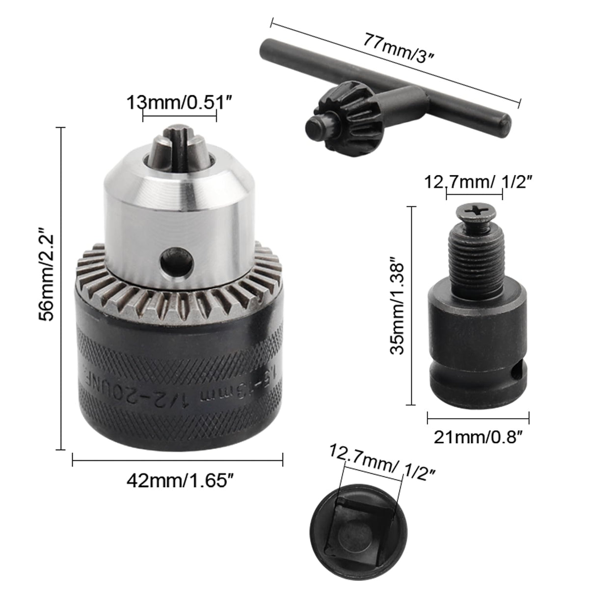 Bestgle chuck capacity 1.5–13mm enables a wide range of twist bits.