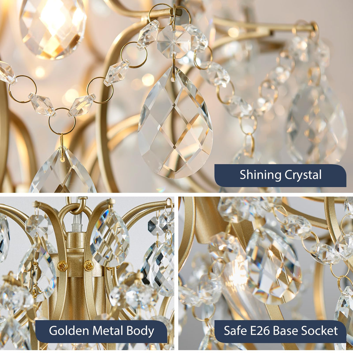 Bestier crystal raindrop chandelier brightens the bathroom with subtle sparkle.