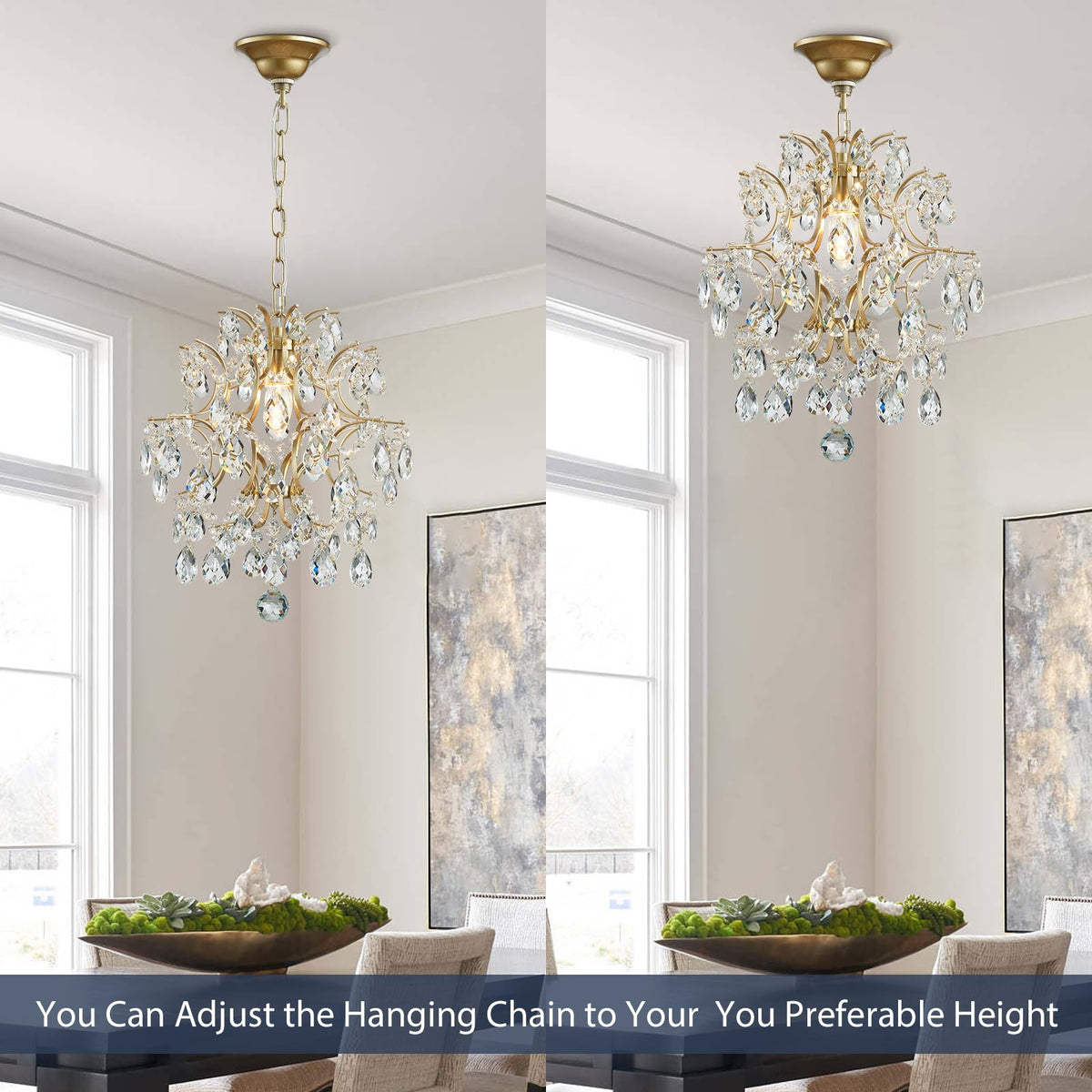 Bestier chain and canopy detail showcases elevated design and practical height adjustment.