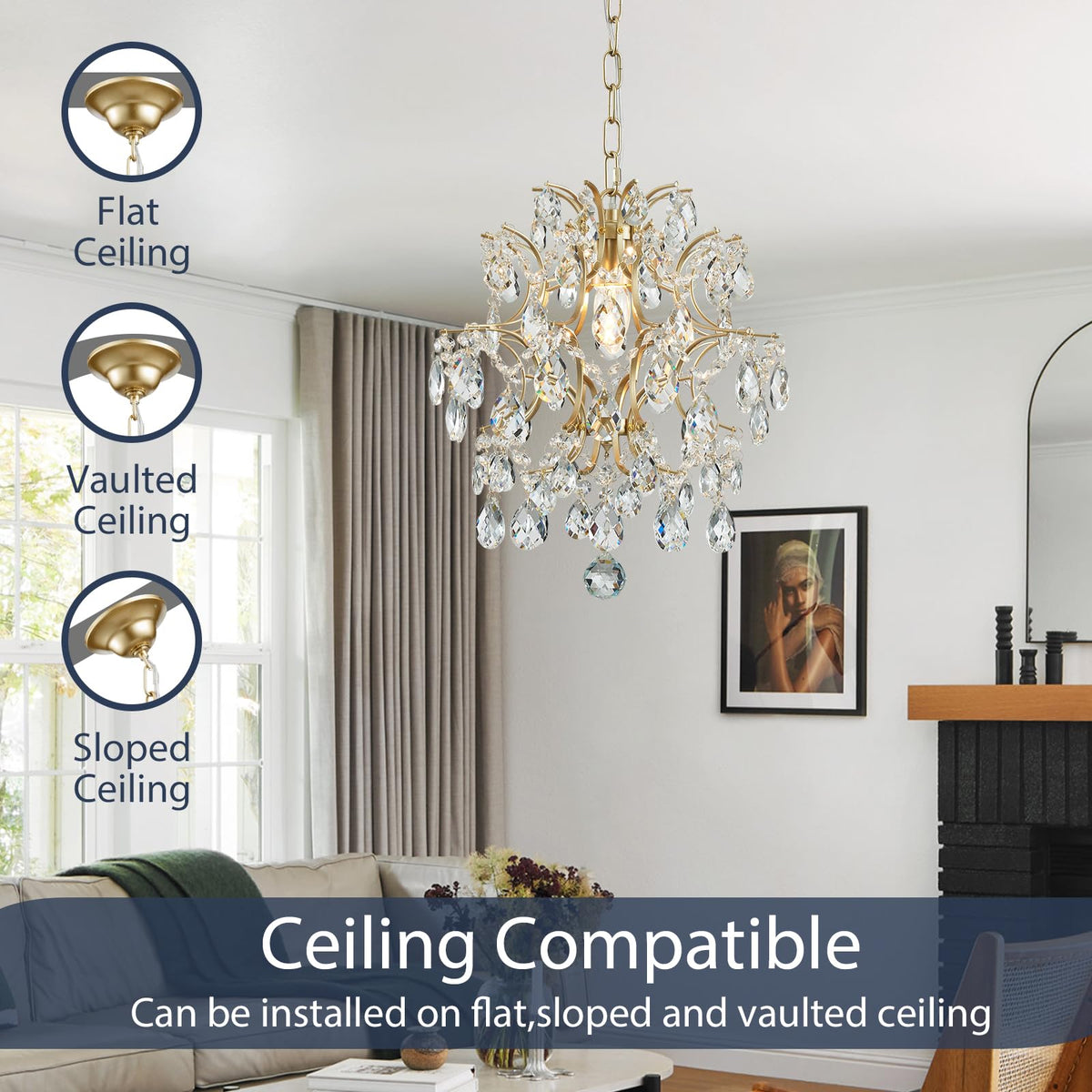 Bestier pendant lighting for living room provides a glamorous focal point.