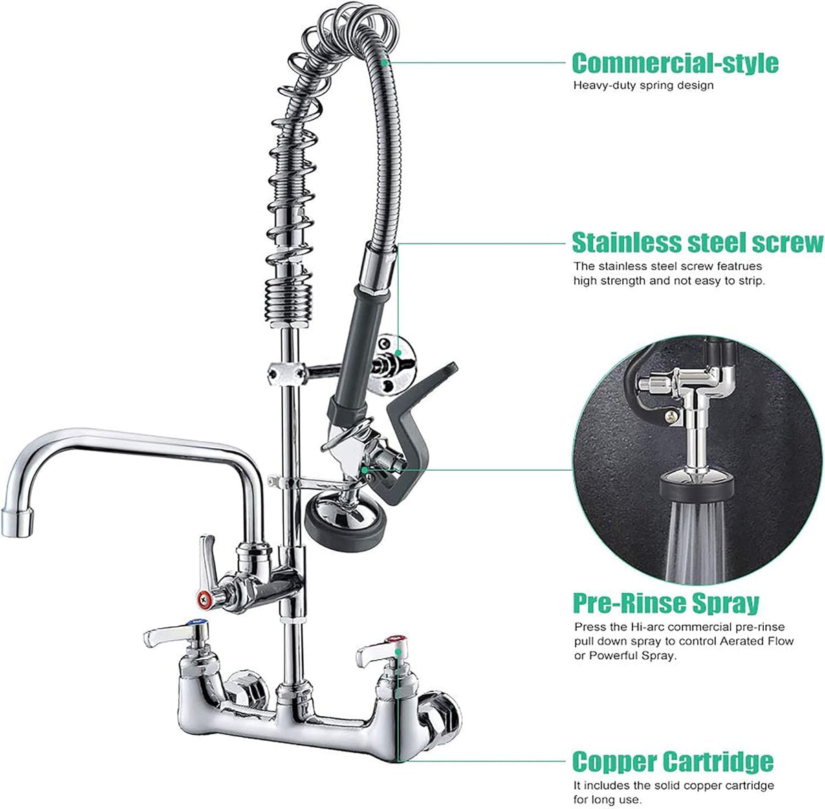 BESTJEEF 8-inch center wall-mount with adjustable inlets for flexible installation.