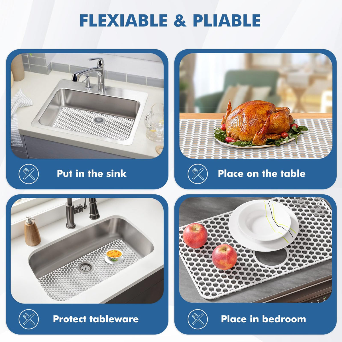 Bestjing heat-resistant mat withstands up to 500°F for hot items.