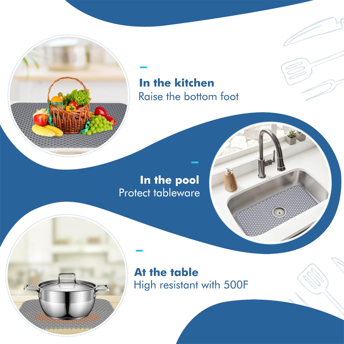 Bestjing non-slip base keeps cookware stable on the mat