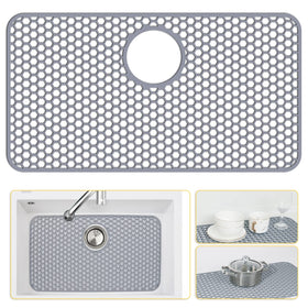 Bestjing silicone sink mat with rear drain protecting the sink surface