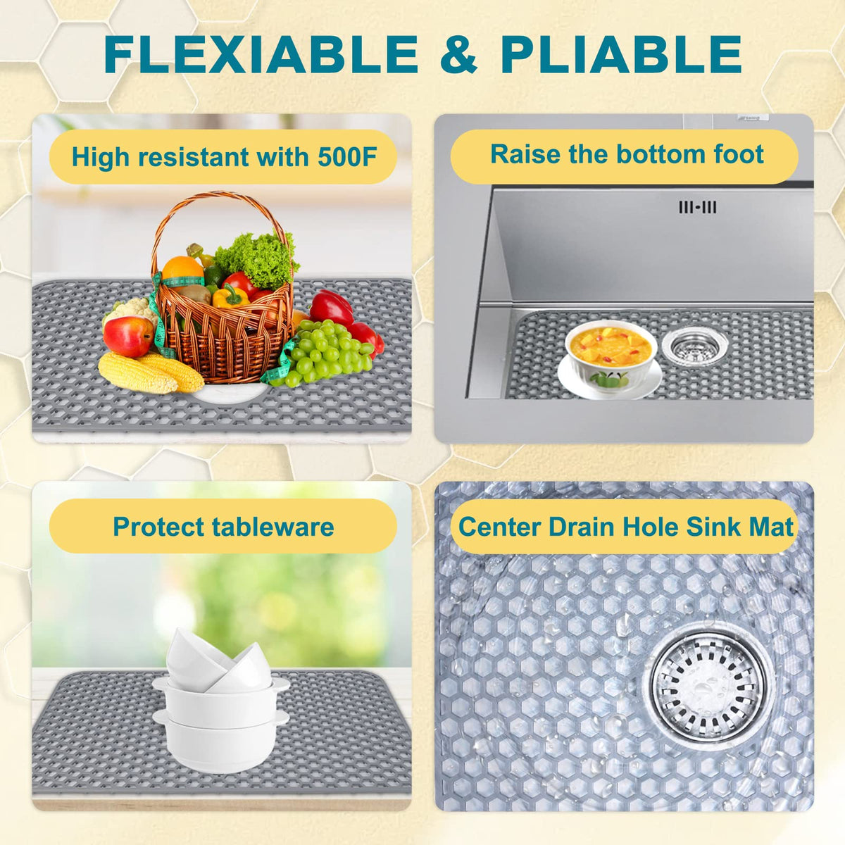 Bestjing sink mat protecting bottom and cushioning fragile utensils
