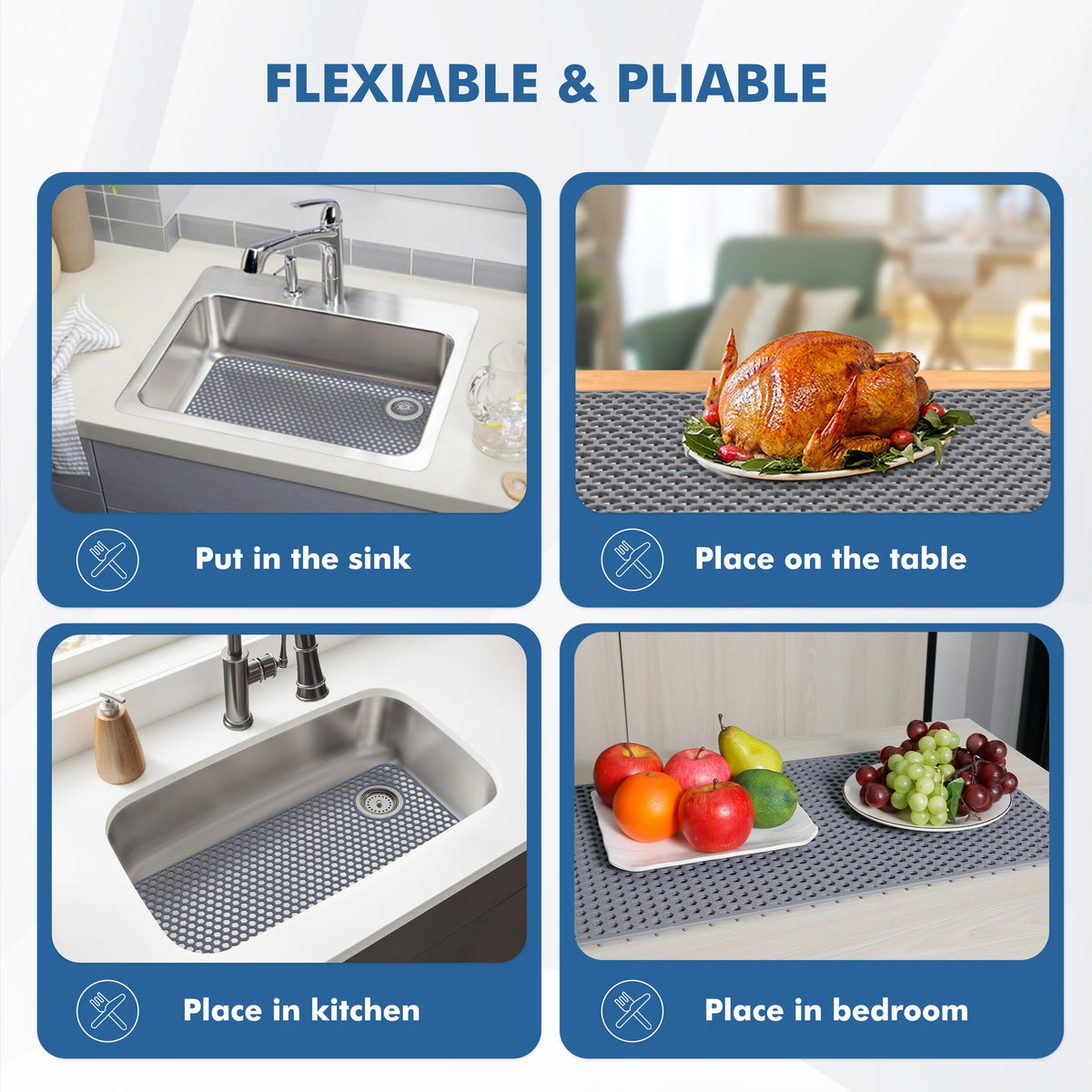 Bestjing mat tolerates up to 500 F, letting you place hot pots directly on it