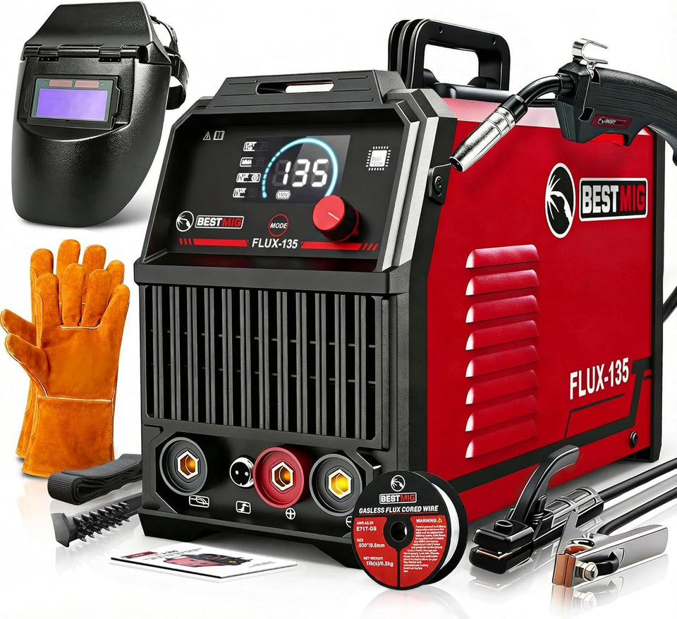BESTMIG 135A front view shows compact, portable design ideal for small workshops.