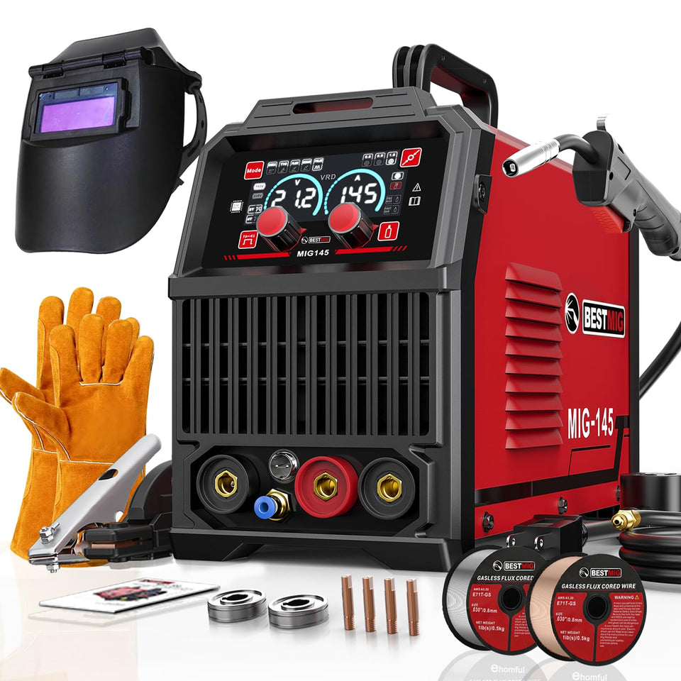 BESTMIG 145A front panel with controls enables quick setup for home welding tasks