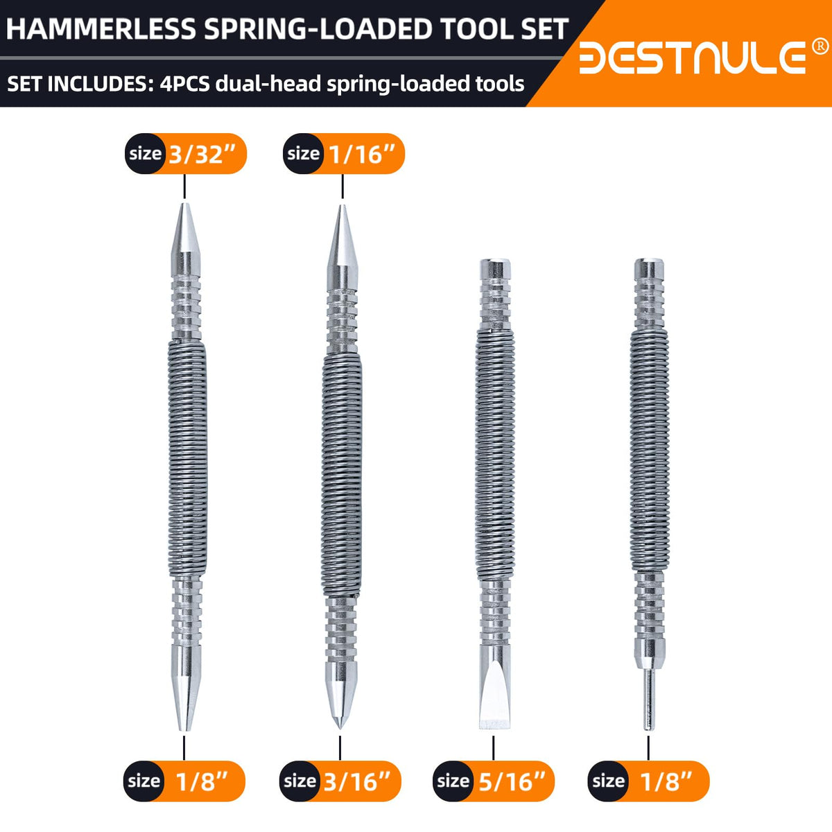 BESTNULE dual-head center punch and nail setter with centered marks on material
