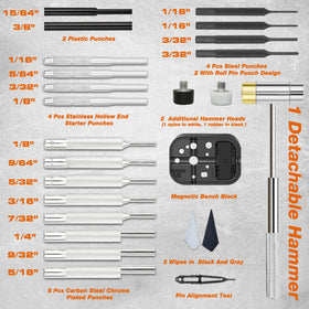 BESTNULE punch set showing punch sizes array for precise metalwork
