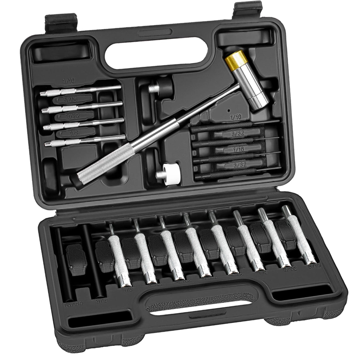 BESTNULE punch set storage box keeps tools organized for quick setup.