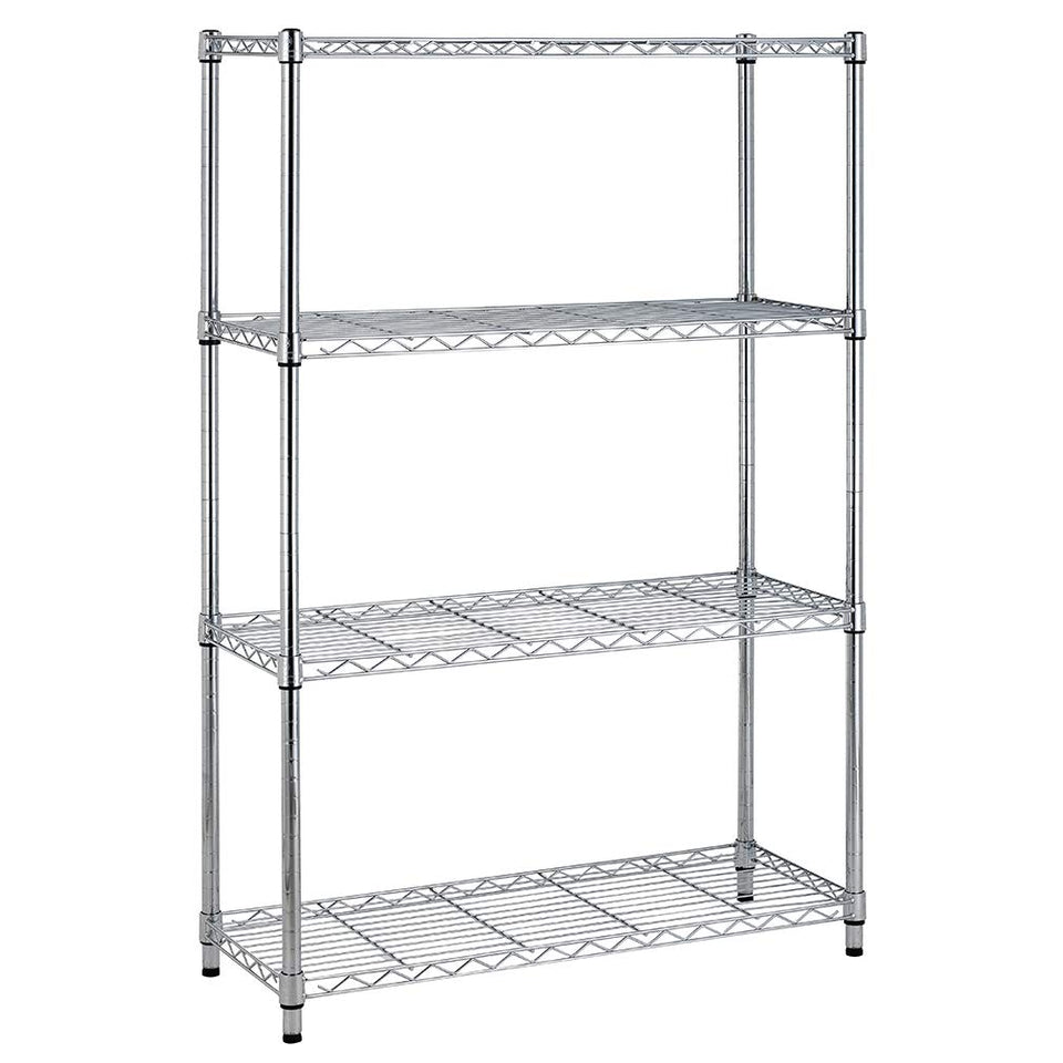 BestOffice 4-tier wire shelves assembled for easy garage storage and quick access